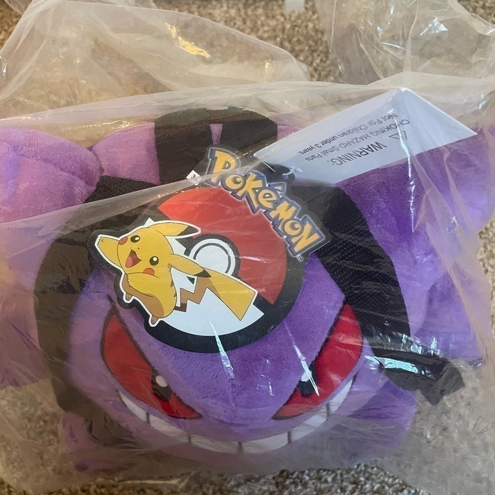 2016 Nintendo Pokemon GENGAR PLUSH Backpack Stuffed Animal Purple NWT - Picture 2 of 6